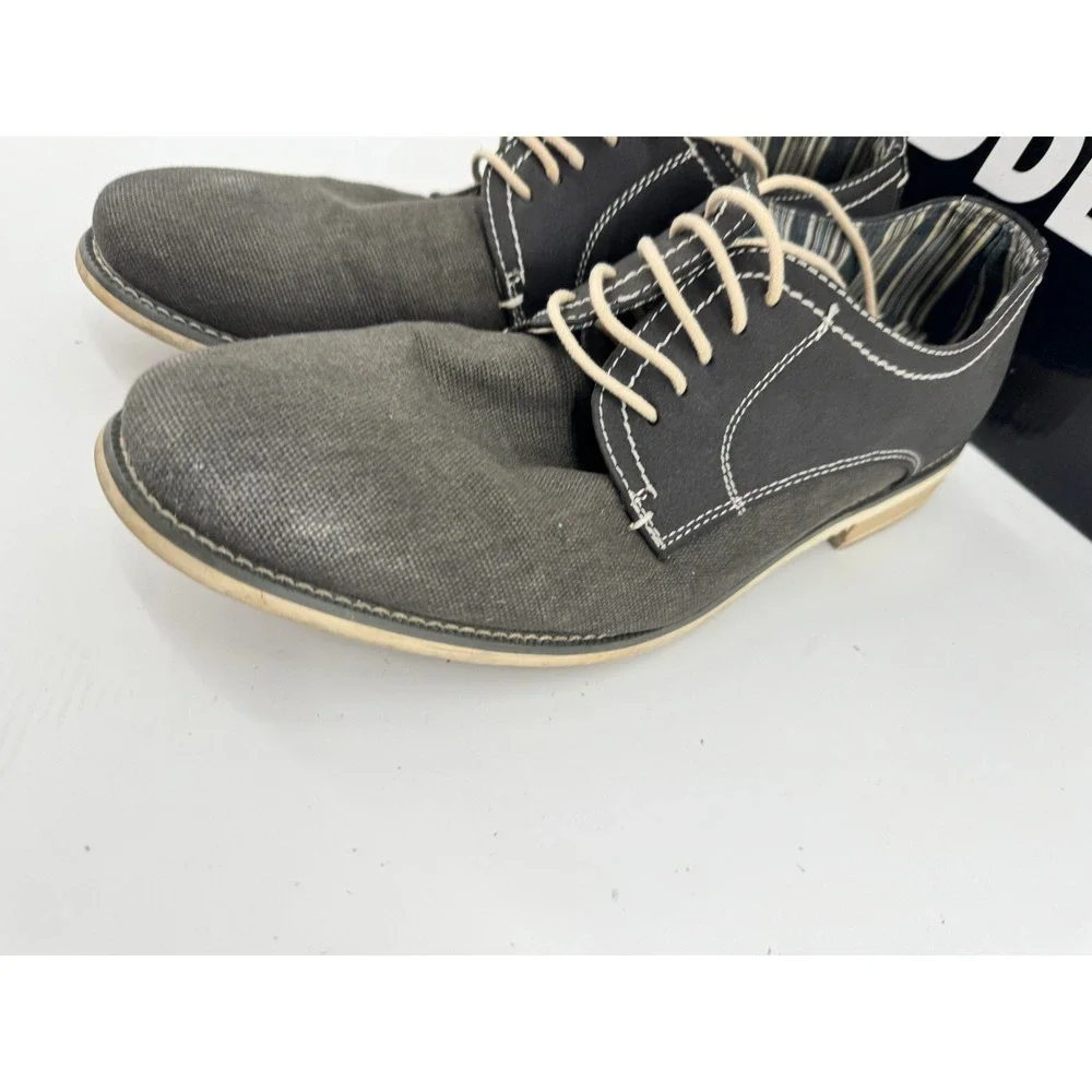Steve Madden Taro Oxford Shoes Mens 10 Gray‎ Canvas Contrast Stitch Lace  M-TARO